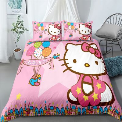 1 TAKARA TOMY Sanrio ชุดผ้าคลุมเตียง Hello Kitty ชุดเครื่องนอนปลอกผ้านวมความสบายเด็กเด็กเด็กผู้ชายชุดเตียงห้องนอน