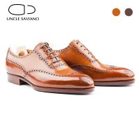 Uncle Saviano Oxford Brogue Style Designer Men Shoes Fashion Wedding Business Shoe Best Dress Luxury Leather Handmade Man Shoes