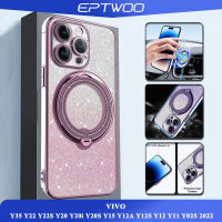 EPTWOO สําหรับ VIVO Y35 Y22 Y22S Y20 Y20i Y20S Y17 Y16 Y15 Y12A Y12S Y12 Y11 Y02S 2022 เปลือกห่วงหมุนมือถือ ป้องกันแรงกระแทก ป้องกันการตกของ mega ออกแบบแฟลชฝาครอบด้านหลัง QS-03