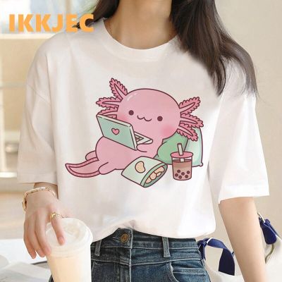 เสื้อผ้าเสื้อยืด Axolotl Ajolote เสื้อผ้า Y2k วินเทจสำหรับผู้หญิงเสื้อยืดเสื้อผ้าคู่รักพิมพ์ลาย Tumblr Aesthetic