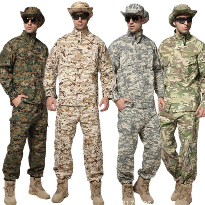 2Pcs Men Militar Uniform Army Tactical Soldier Outdoor Combat ...