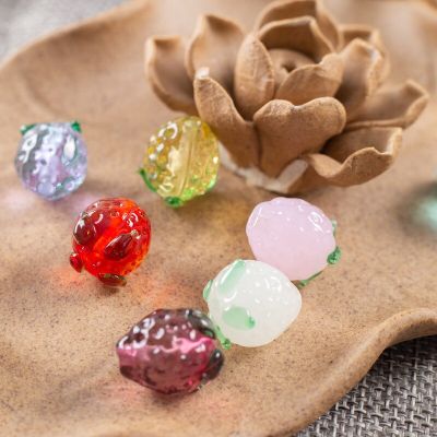 5pcs 13x15mm Strawberry Shape Handmade Lampwork Glass Loose Crafts Beads for Jewelry Making DIY Bracelet Necklace Findings DIY accessories and others