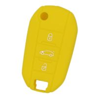 【cw】 3 Buttons Silicone Car Key Cover Holder Entry Folding Flip Shell Remote Protective Case Yellow Fit For AUDI