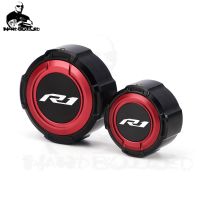 ™ฝาครอบถังน้ำมันสำหรับยามาฮ่า R1 YZFR1 R1 R1S 2009-2022 2023ของประดับจักรยานยนต์ด้านหน้าฝาถังน้ำมันเบรกหลังฝาครอบถังน้ำมัน