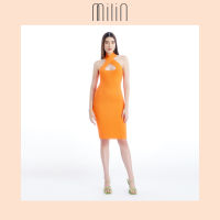 [MILIN] Cross halter with high slit knitted midi dress เดรสคอไขว้หน้าผ่าสูงผ้าทอนิตติ้ง / Skinship Dress