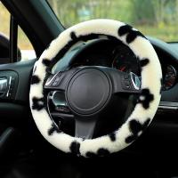 Cow Print Steering Wheel Cover Creative Elastic Plush Soft Fluffy Car Steering Wheel Cover For Car Winter Accessories