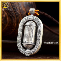 Original Heart Sutra Shurangama Charm จี้ S925เงินสเตอร์ลิงผู้ชายและผู้หญิงหมุนได้ Fortune Amulet สร้อยคอ100% ของแท้