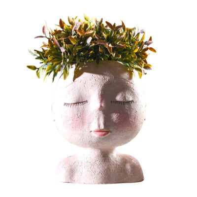 2020 Nordic Creative Resin Human Head Vase Art Flower Arrangement Doll Sculpture Flower Pot Potted Plant Home Garden Decoration