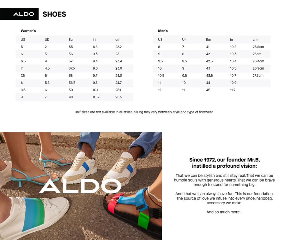 Aggregate more than 142 aldo heels size chart best esthdonghoadian