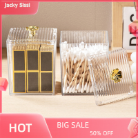 Jacky Makeup Storage Organizer ห้องน้ำ Jar ผ้าฝ้าย Swab กล่องเก็บของภาชนะสี่เหลี่ยม