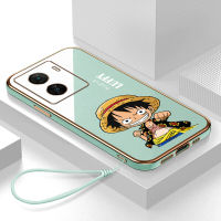 เคส vivo iQOO Z7x Case Luffy ลักชัวรี่ 6D ซอฟท์ซิลิโคนกรอบสี่เหลี่ยมชายนี่ฟูลแบ็คปก