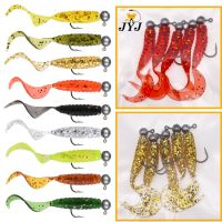 JYJ 5pcs/bag 1g jig hook with 4cm fishing grub worm maggot soft small lure bait artificail fishing tackle for perch crappie bass