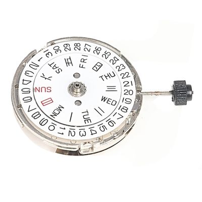 Double Calendar Crown At 3 Mechanical Movement for MIYOTA 8205 Watch Movement Repair Parts (Silver)