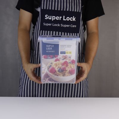 กล่อง ถนอมอาหาร พลาสติก  Super Lock # 6139 ฝาปิด ร้อน เย็น ทรงเหลี่ยมสูง 4400 ml  ซุปเปอร์ล็อค