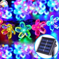 Solar Flower String Lights Outdoor Waterproof Cherry Blossom Solar Sakura Lamp for Home Garden and Christmas Tree Decor