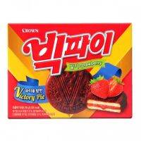 ?สินค้าขายดี?   ขนมคุกกี้สอดไส้ สตอว์เบอร์รี่ 빅파이(딸기,소)-크라운  BIG PIE STRAWBERRY 192G.นำเข้าจากเกาหลี