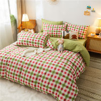 Home Living Buffalo Plaid Print 34Pcs Bedding Flat Sheet Pillow Case Duvet Cover Set Queen Size and King Size Bedding Sets