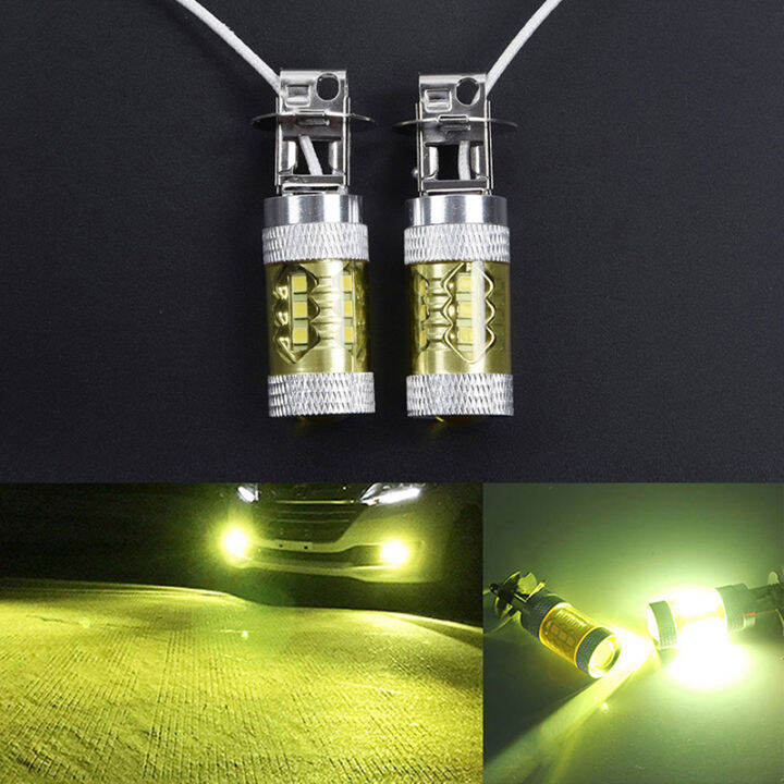 มาใหม่ล่าสุดไฟตัดหมอก-led-2ชิ้นสำหรับไฟ12-24โวลต์-h3-80วัตต์16-smd-แอลอีดีรถยนต์ไฟตัดหมอกสีเหลืองกำลังไฟสูง