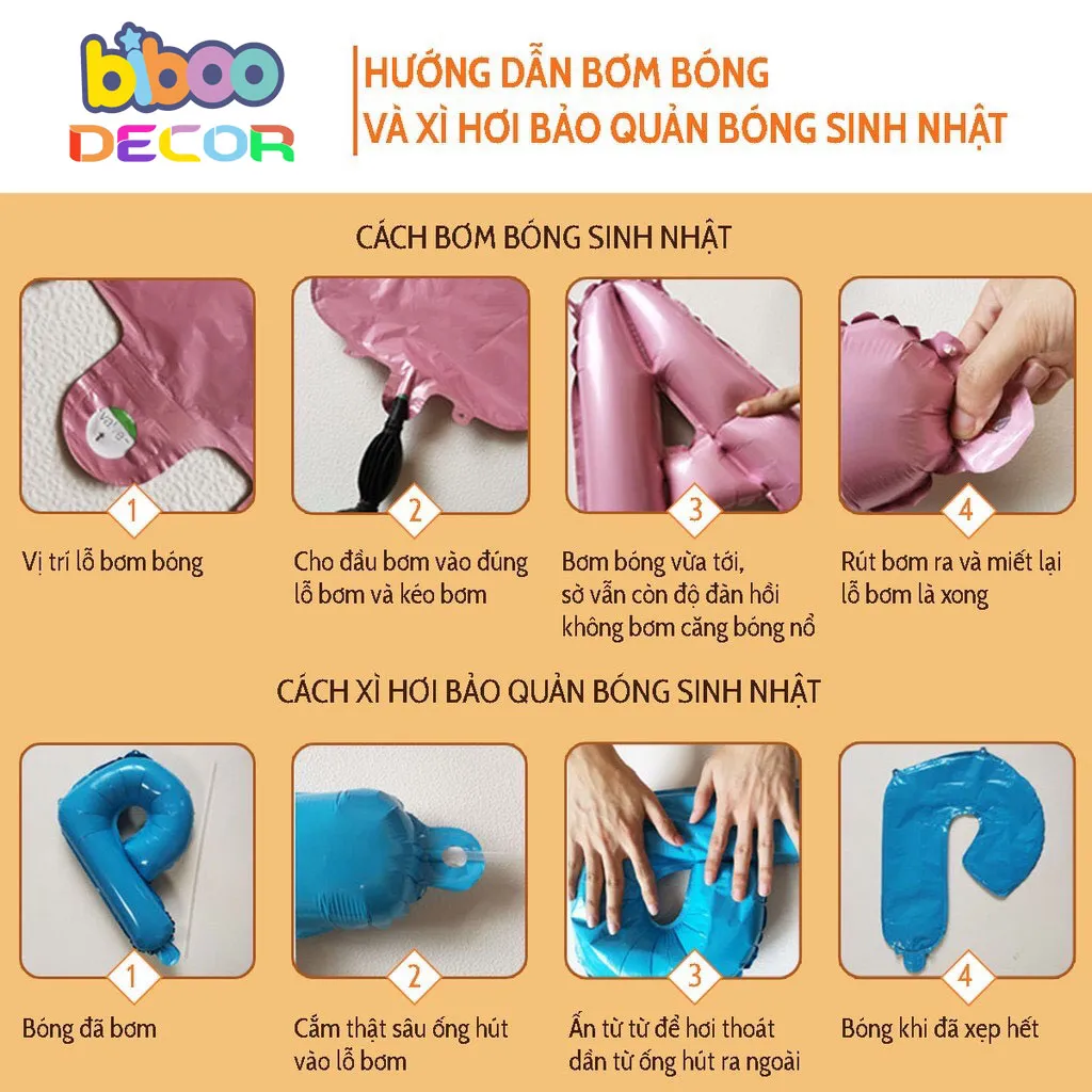 TẶNG NGAY BÓNG TUỔI] Combo set bóng bay trang trí sinh nhật, trang trí thôi  nôi, trang trí đầy tháng bé trai bé gái - BiBoo Decor 5D 
