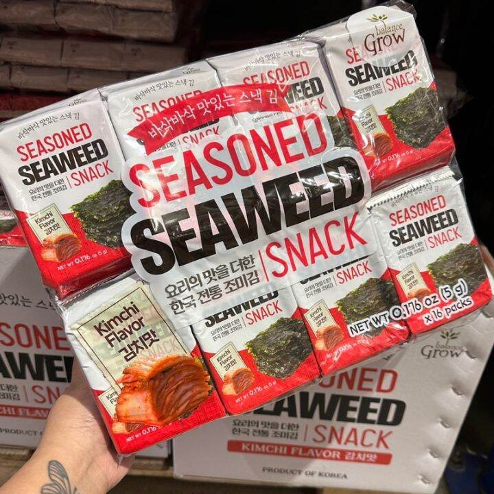 Balance Grow Seaweed Snack Kimchi Flavor 16packs Seasoned Seaweed