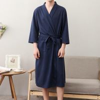 【อเนกประสงค์】หลวมเสื้อคลุมอาบน้ำผู้ชาย Homewear แขนยาวชุดนอน Robe ผู้ชาย Sashes Cardigan Bath Robe Kimono Hombre Peignoir Homme Халаго