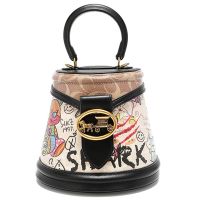 Graffiti Bucket Bag Bear Pattern Tote Bag Shoulder Bag Crossbody Bag