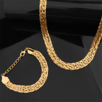 Dubai Africa Big Gold Color Choker Necklace Bracelet Set for Women Hip Hop Lock Vintage Neck Collar Jewelry Accessories