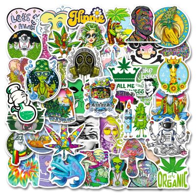 10/50 PCS/Pack Hippie Psychedelic Weed Stickers Graffiti For Laptop Luggage Skateboard Bike Cartoon Alien Anime DIY Sticker Toys Stickers Labels