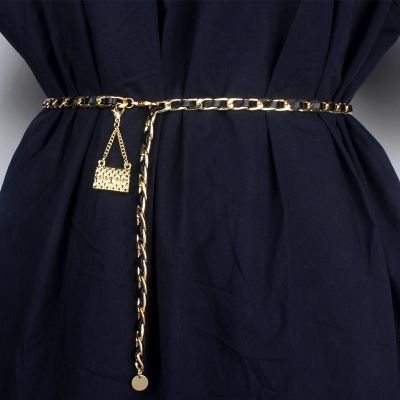 Sabuk Rantai Logam Emas untuk Wanita Ikat Pinggang Talsel untuk Gaun Cocok Aksesori Merek Mewah Desainer Rantai Pinggang Tali Gadis