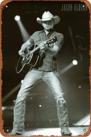 Jason Aldean Guitar Muisc พิมพ์โปสเตอร์โปสเตอร์ภาพยนตร์วินเทจป้ายดีบุกป้ายโลหะย้อนยุคศิลปะบนผนังงานศิลปะโลหะมนุษย์ถ้ำห้องนอนบ้านห้องนั่งเล่นของขวัญอุปกรณ์ตกแต่ง8X12นิ้ว