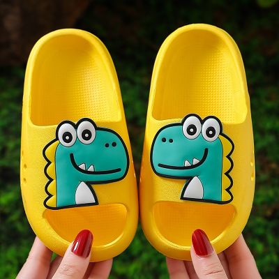 Step on shit feeling children slippers summer boy girl lovely cartoon dinosaur thick bottom cool indoor bathroom slippers at home