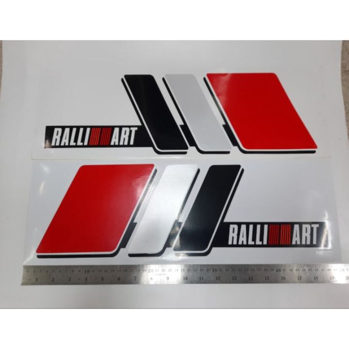 สติ๊กเกอร์ติดข้างประตูรถมิตซูบิชิ-คำว่า-ralli-art-สีดำเทาแดง-sticker-ติด-mitsubishi-มิตซูบิชิ-ralliart-ติดรถ-แต่งรถ-ดำเทาแดง