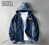 DSQs 2022 High Street Hoodie เสื้อแจ็คเก็ตผู้ชาย Denim แจ็คเก็ตผู้ชาย Slim Streetwear Vintage ฤดูใบไม้ร่วงชายยี่ห้อ Clothing