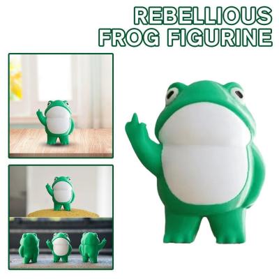 Statue Figurine Standing Middle Finger Rebellious Frog Figurine Resin Ornament Frog Statue