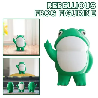 Craft Standing Frog Middle Finger Home Decoration Frog Statue Rebellious Frog Figurine