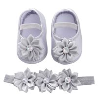 【hot】！ Baywell Newborn Baby Shoes   HairBand Set Toddler Soft Prewalker 0-12 Months