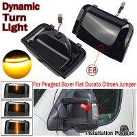 2X For Fiat Ducato Citroen Jumper Truck Box Professional Car Rearview Mirror Streamer Light for Peugeot Boxer Smoked Shell