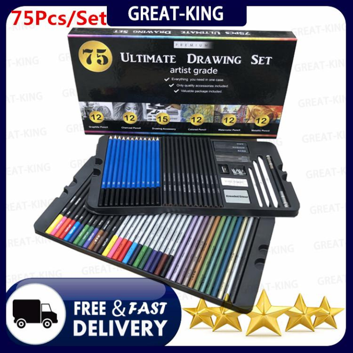 Professional Sketching Drawing Set Graphite Charcoal Pencil Kit