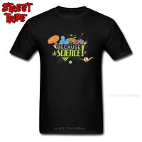 Letter Tshirt Because Science Comics T-Shirts For Men Pure Cotton Tops Shirts Short Sleeve Oversized Clothes Black Round Collar 【Size S-4XL-5XL-6XL】