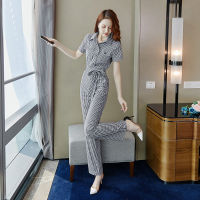 Plaid Jumpsuit Womens Summer New Simple Professional Korean Style Temperament High Waist Jumpsuit Women