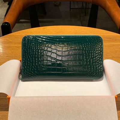 Customized Women Clutch Handbag Luxury Pouch Leather Crocodile Pattern Zipper Business Men Long Wallet Card Coin Purse