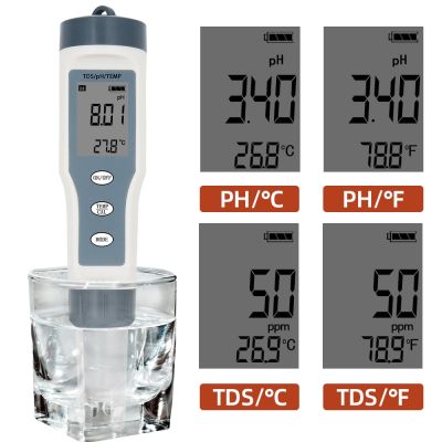 【Flash sale】 Digital TDS PH Temperature Meter 3 In 1เครื่องทดสอบคุณภาพน้ำ0.01 0-14 PH ช่วงการวัด0-19990 PPM สำหรับน้ำดื่มสระว่ายน้ำ