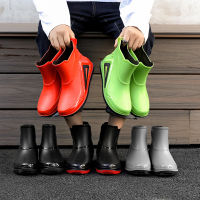 รองเท้าฝนผู้ชายแฟชั่นข้อเท้ารองเท้ายางกันน้ำ Galoshes สามีตกปลาทำงานรองเท้านิรภัยครัวฉนวนยาง Boots2023