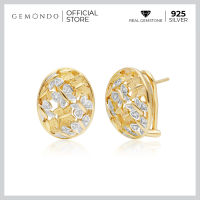 Gemondo ต่างหูเงินแท้ 925 ชุบทอง 18K ประดับเพชร (Diamond) ดีไซน์ผีเสื้อ และดอกไม้