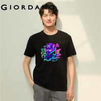 GIORDANO Men CACA&amp;COCOA Series T-Shirts Stylish Graffiti Print Cotton Tee Crewneck Short Sleeve Fashion Casual Tshirts 91093210