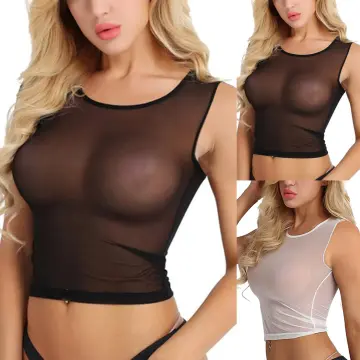 Lace Crop Top Sheer Lingerie See Through Shirt Sheer Shirt Womens