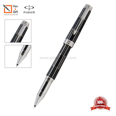 Parker Premier Luxury Black CT Rollerball Pen ปากกโรลเลอร์บอล พรีเมียร์ ลัคซ์ชัวรี่ สีดำคลิปเงิน ของแท้100% (พร้อมกล่องและใบรับประกัน)