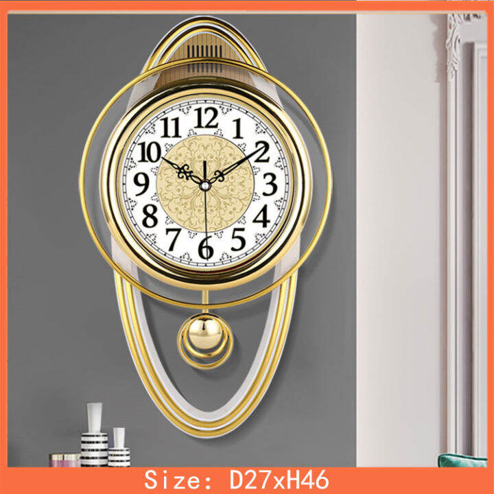 LRF ยุโรปสไตล์Retro Swing Wall Clockห้องนั่งเล่นแฟชั่นนาฬิกาควอตซ์ไร้