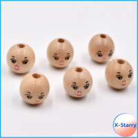 X-STARRY 100pcs 18mm ครับ ลูกปัดไม้ลูกปัด ทำจากไม้ พิมพ์ undyed ลูกปัดหน้ากลม พิมพ์ undyed Ball มีรู ลูกปัดหลวมๆ การทำเครื่องประดับงานฝีมือ DIY