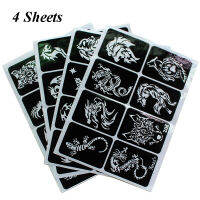 32 ชิ้น/ล็อต Airbrush Tattoo Stencil สำหรับ Man Boy Body ภาพวาด Dragon Skull Wolf Eagle Self-Adhesiver Tattoo สติกเกอร์แม่แบบ-GHKUG STORE